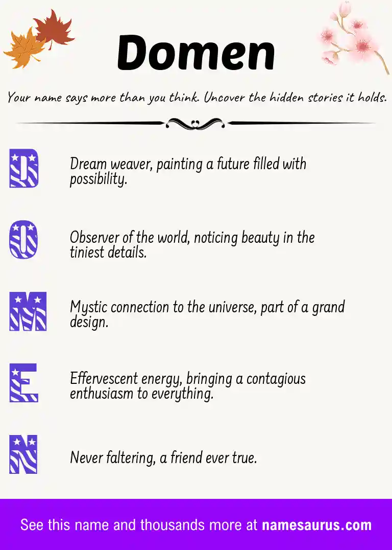 Acrostic poem about Domen.