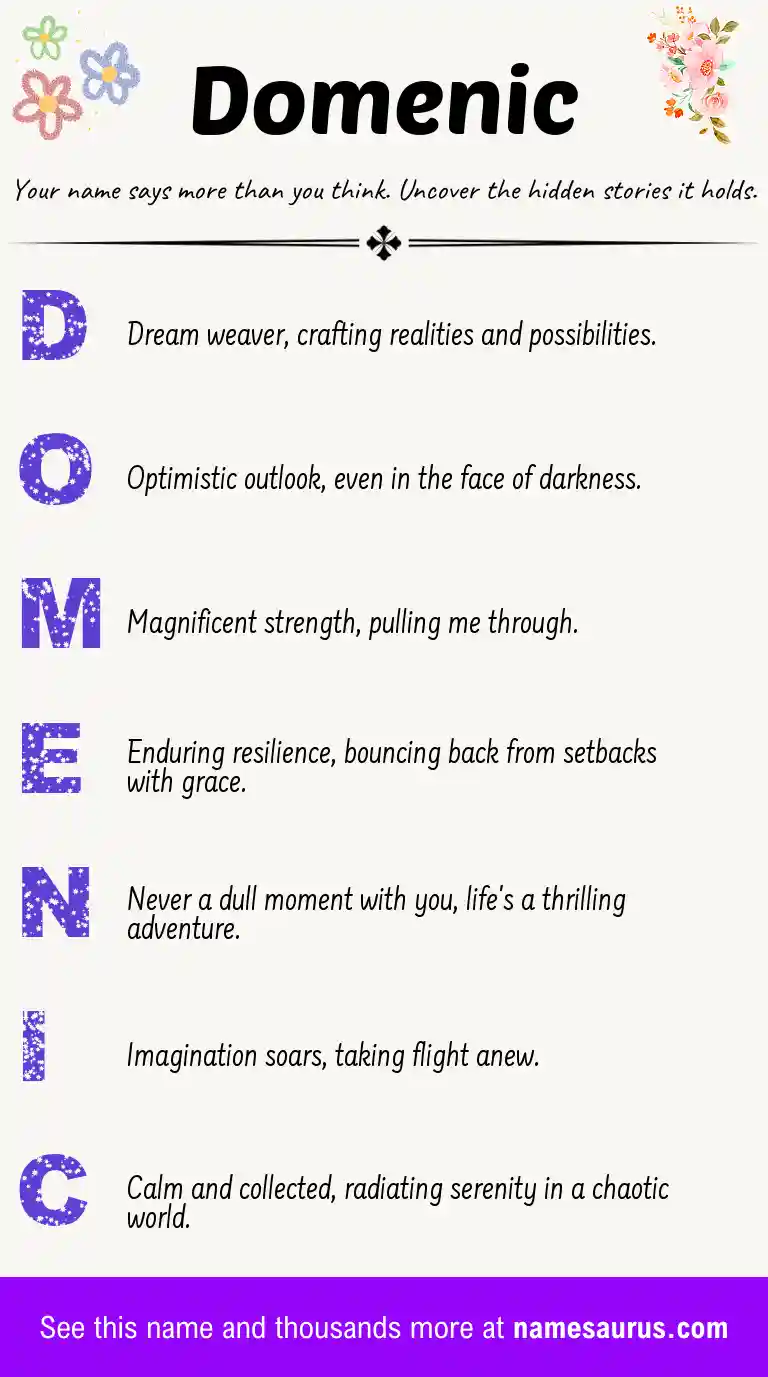 Acrostic poem about Domenic.