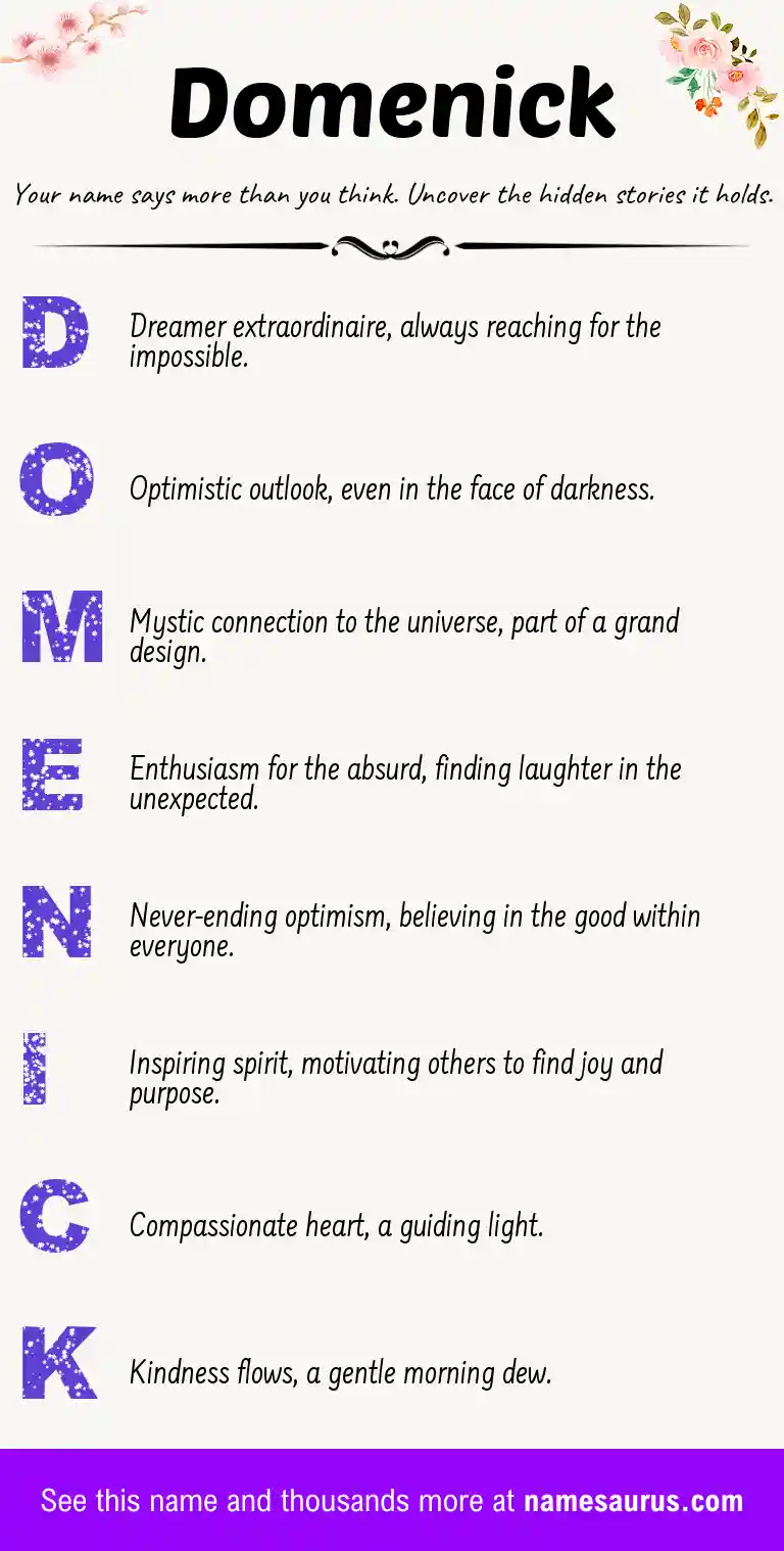 Acrostic poem about Domenick.