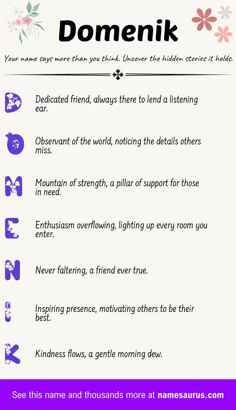 Acrostic poem about Domenik.