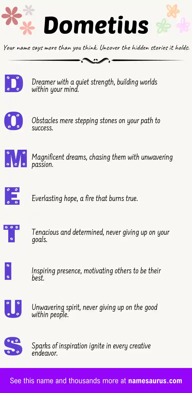 Acrostic poem about Dometius.