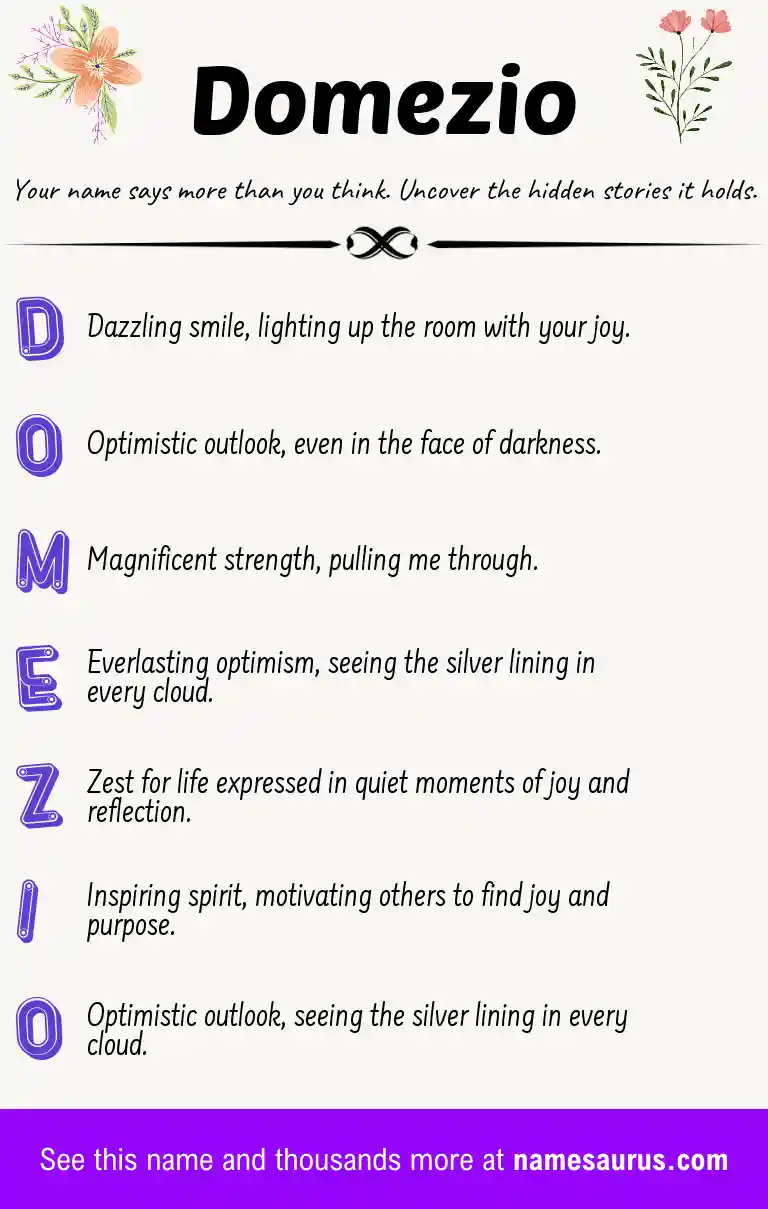 Acrostic poem about Domezio.