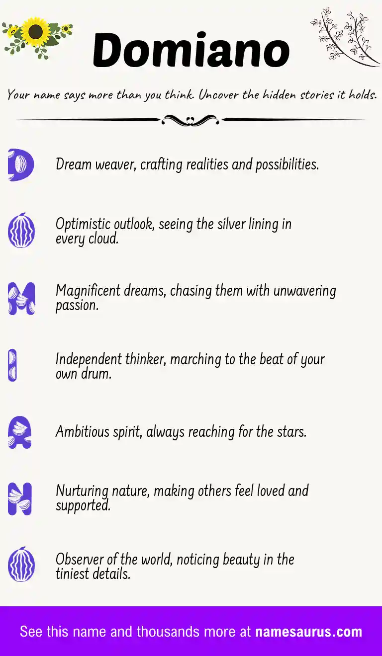 Acrostic poem about Domiano.