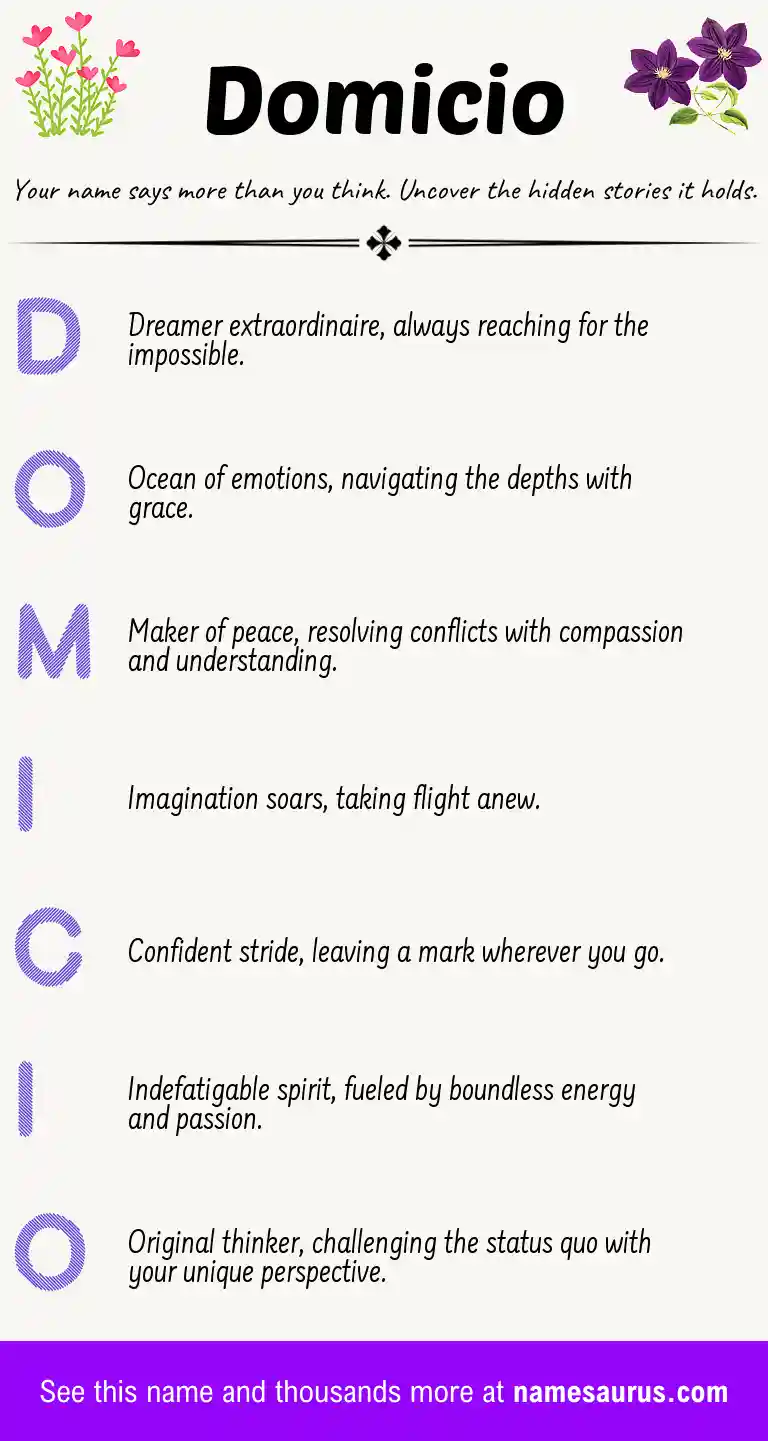 Acrostic poem about Domicio.