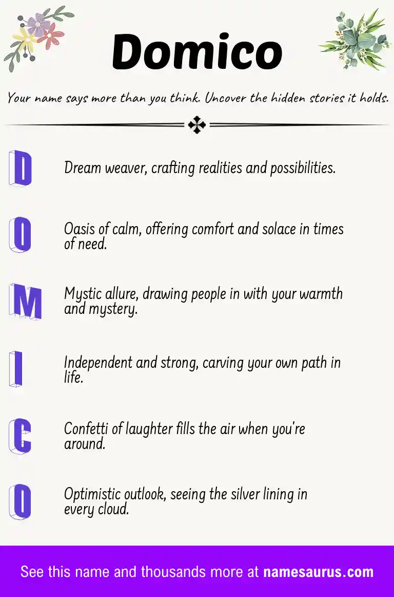 Acrostic poem about Domico.