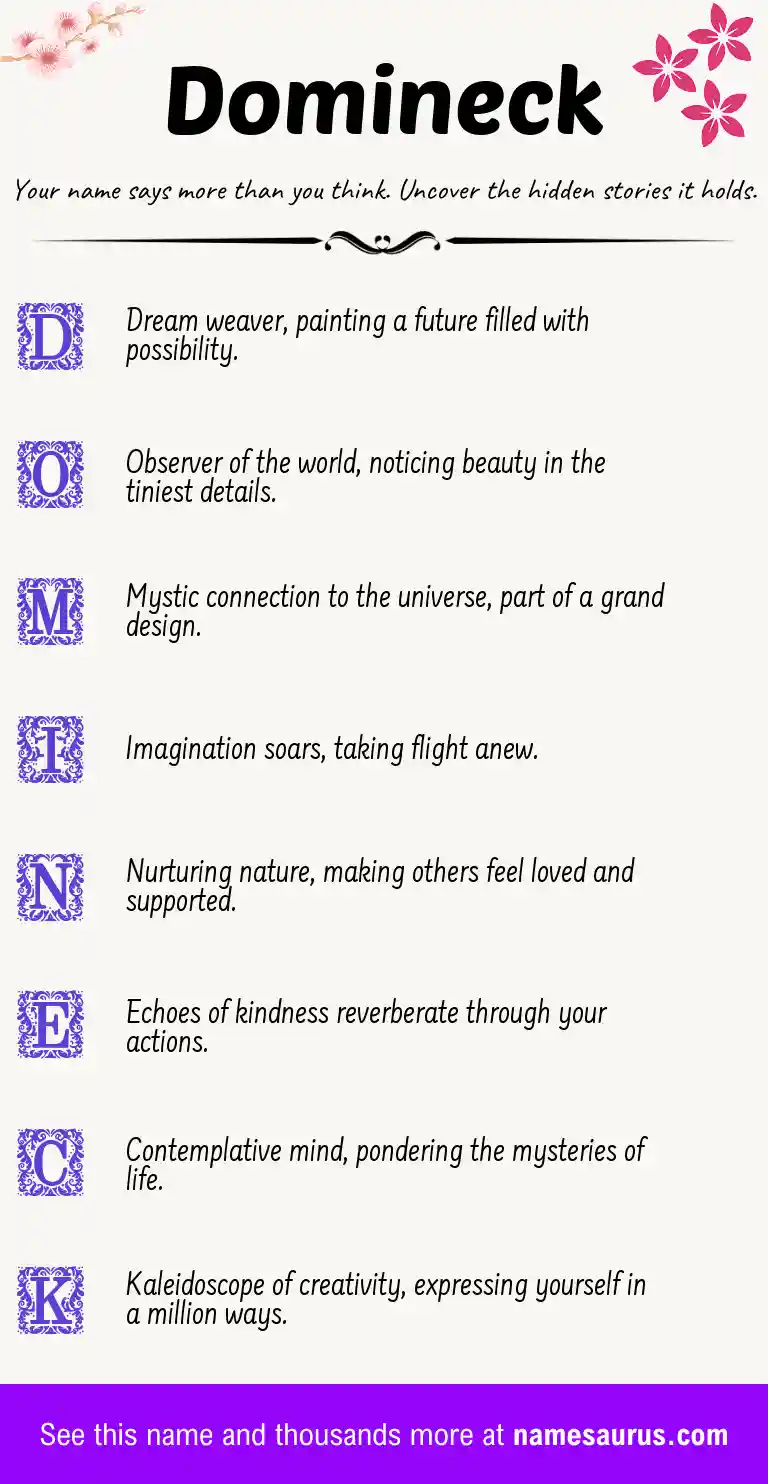 Acrostic poem about Domineck.