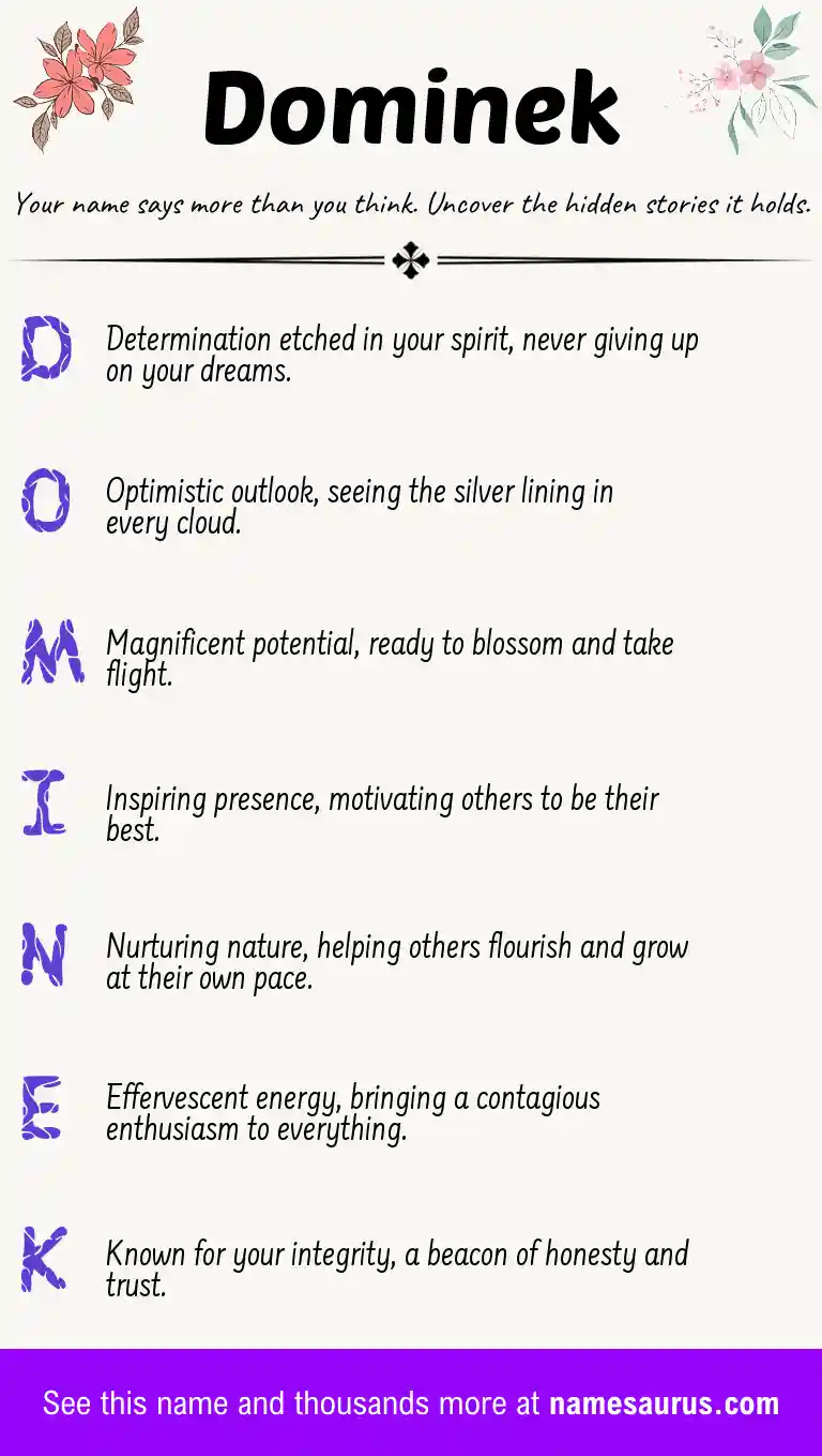 Acrostic poem about Dominek.