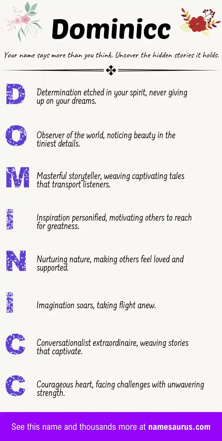 Acrostic poem about Dominicc.