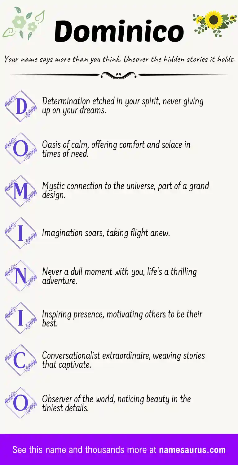 Acrostic poem about Dominico.