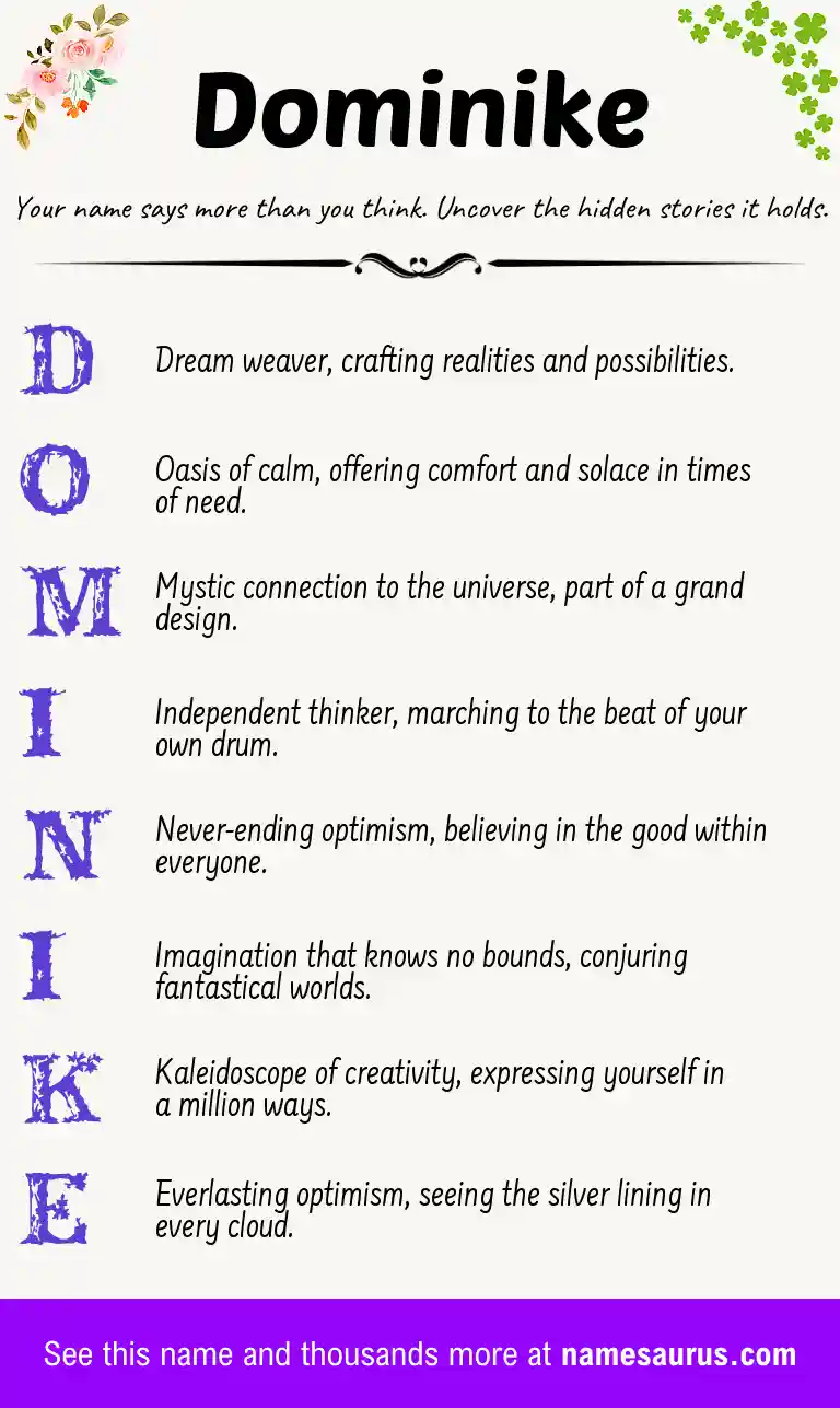 Acrostic poem about Dominike.