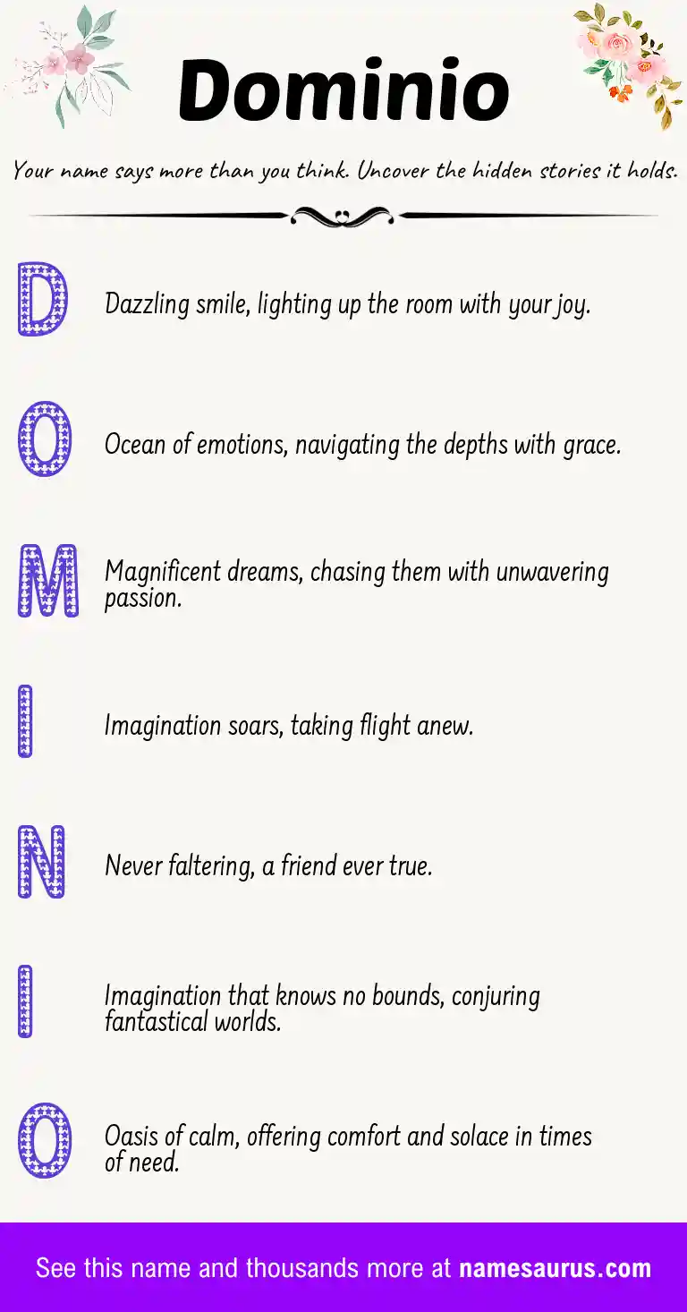 Acrostic poem about Dominio.