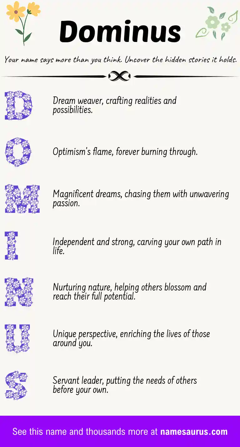 Acrostic poem about Dominus.