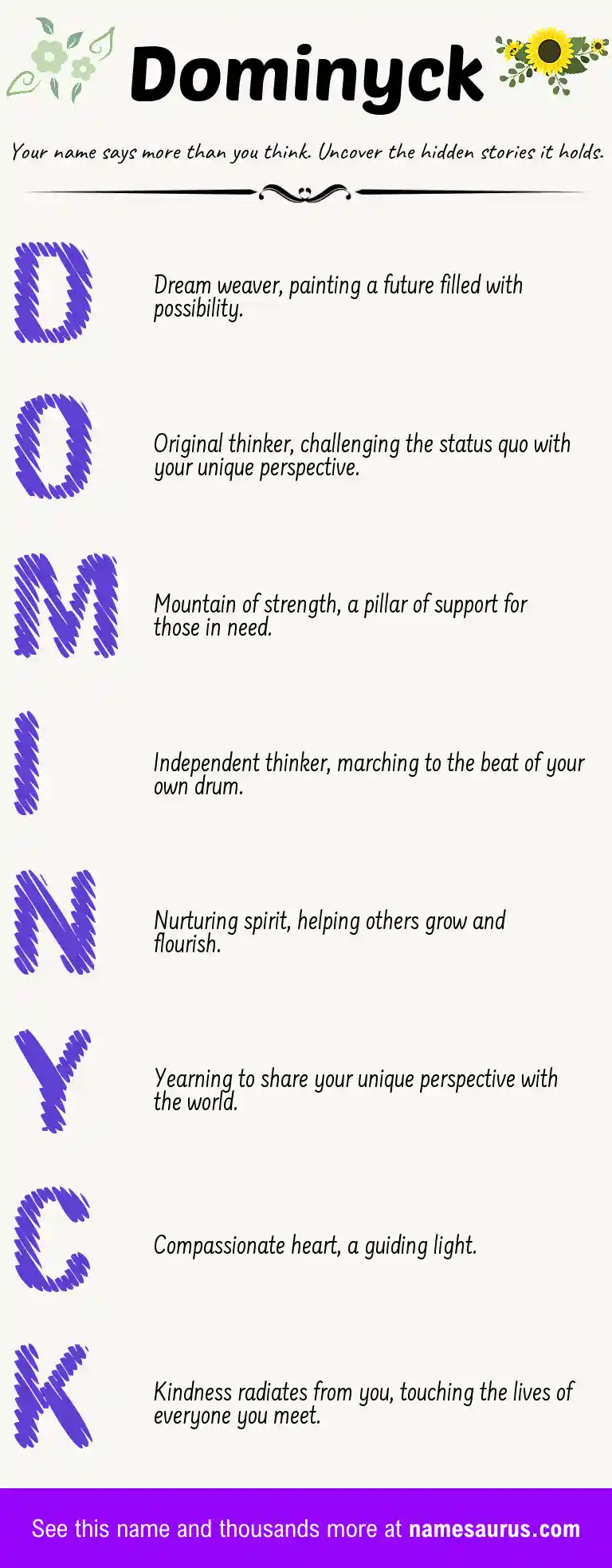 Acrostic poem about Dominyck.