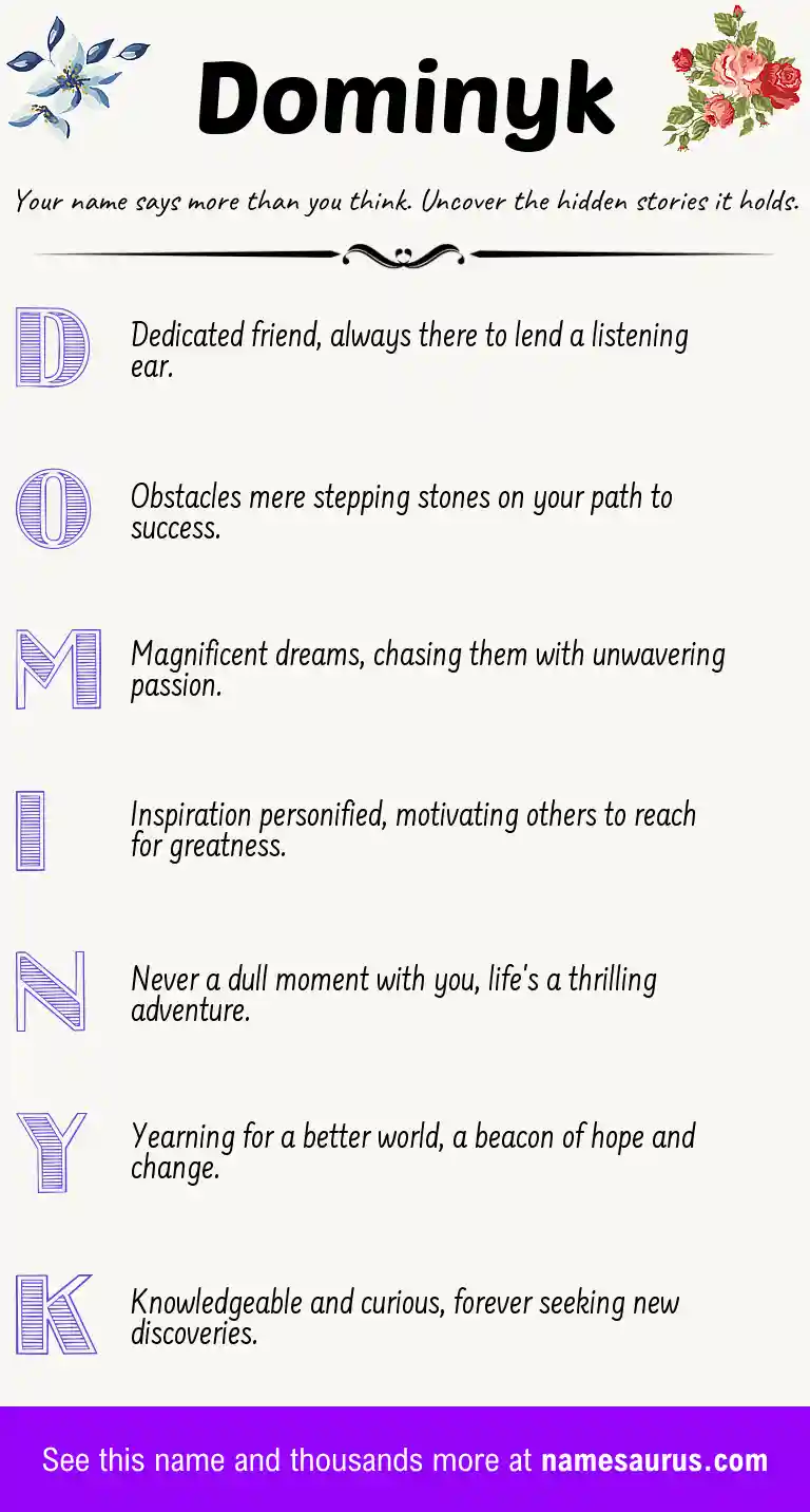 Acrostic poem about Dominyk.