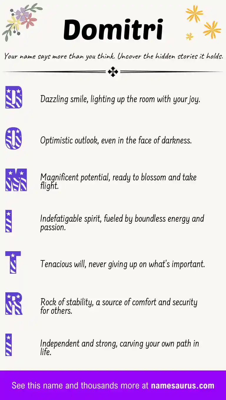 Acrostic poem about Domitri.