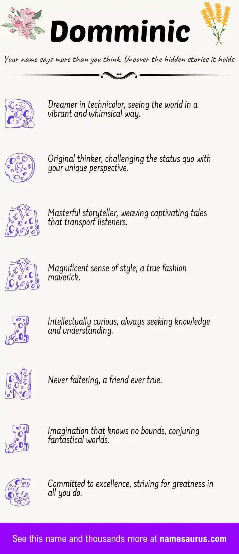 Acrostic poem about Domminic.