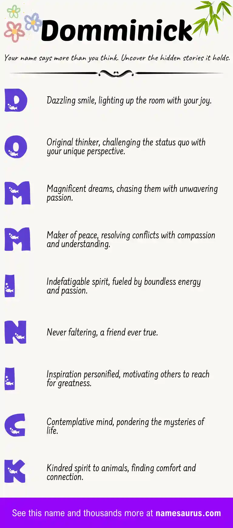 Acrostic poem about Domminick.
