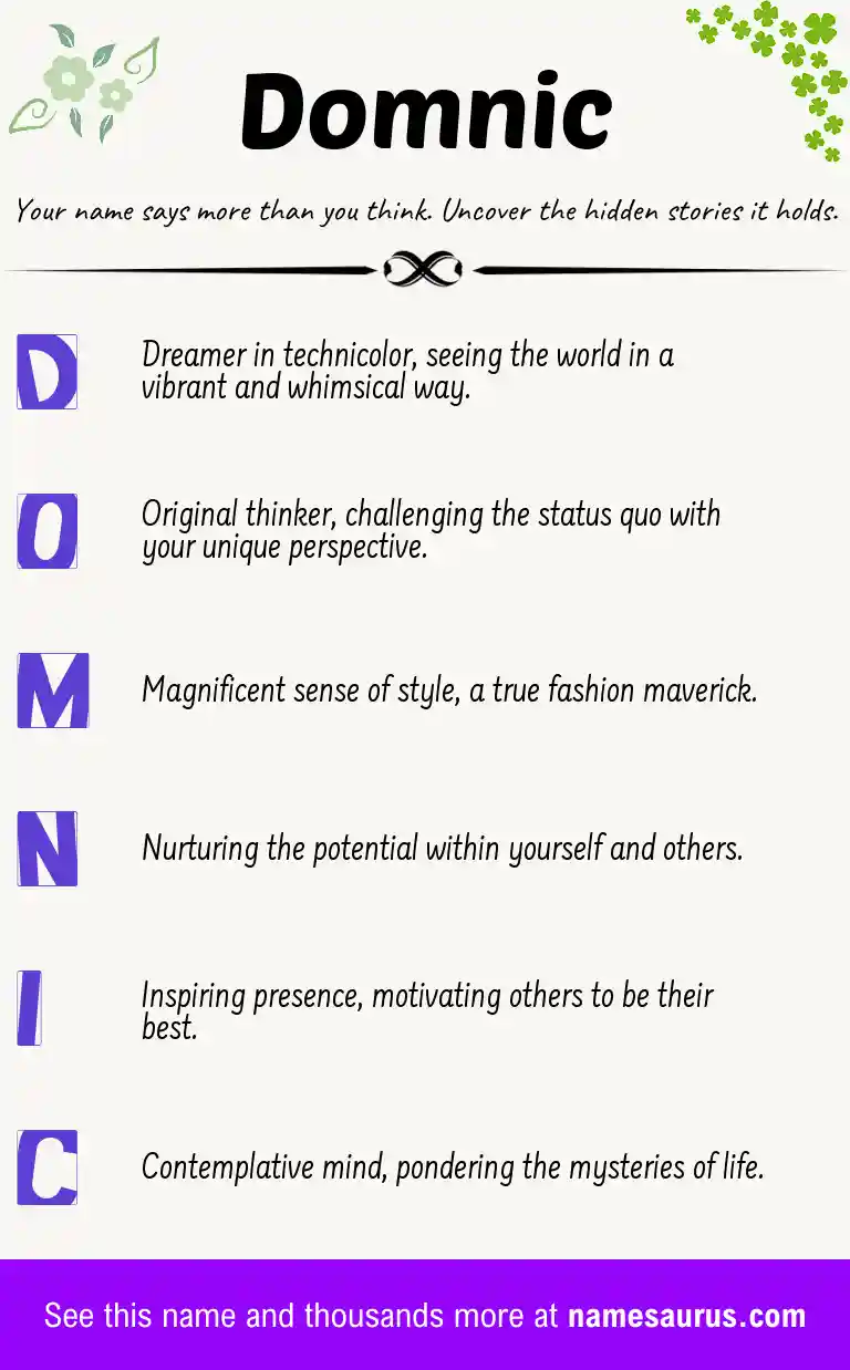 Acrostic poem about Domnic.