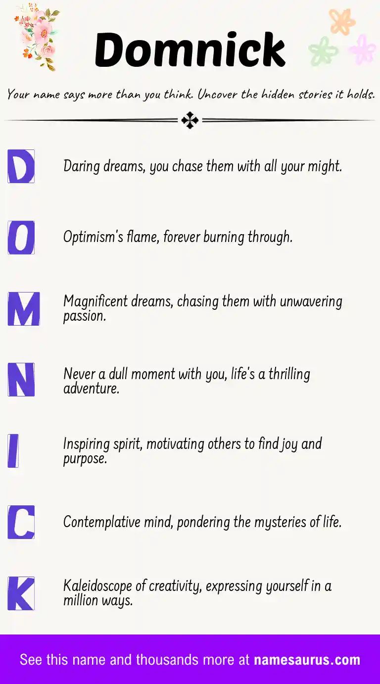 Acrostic poem about Domnick.