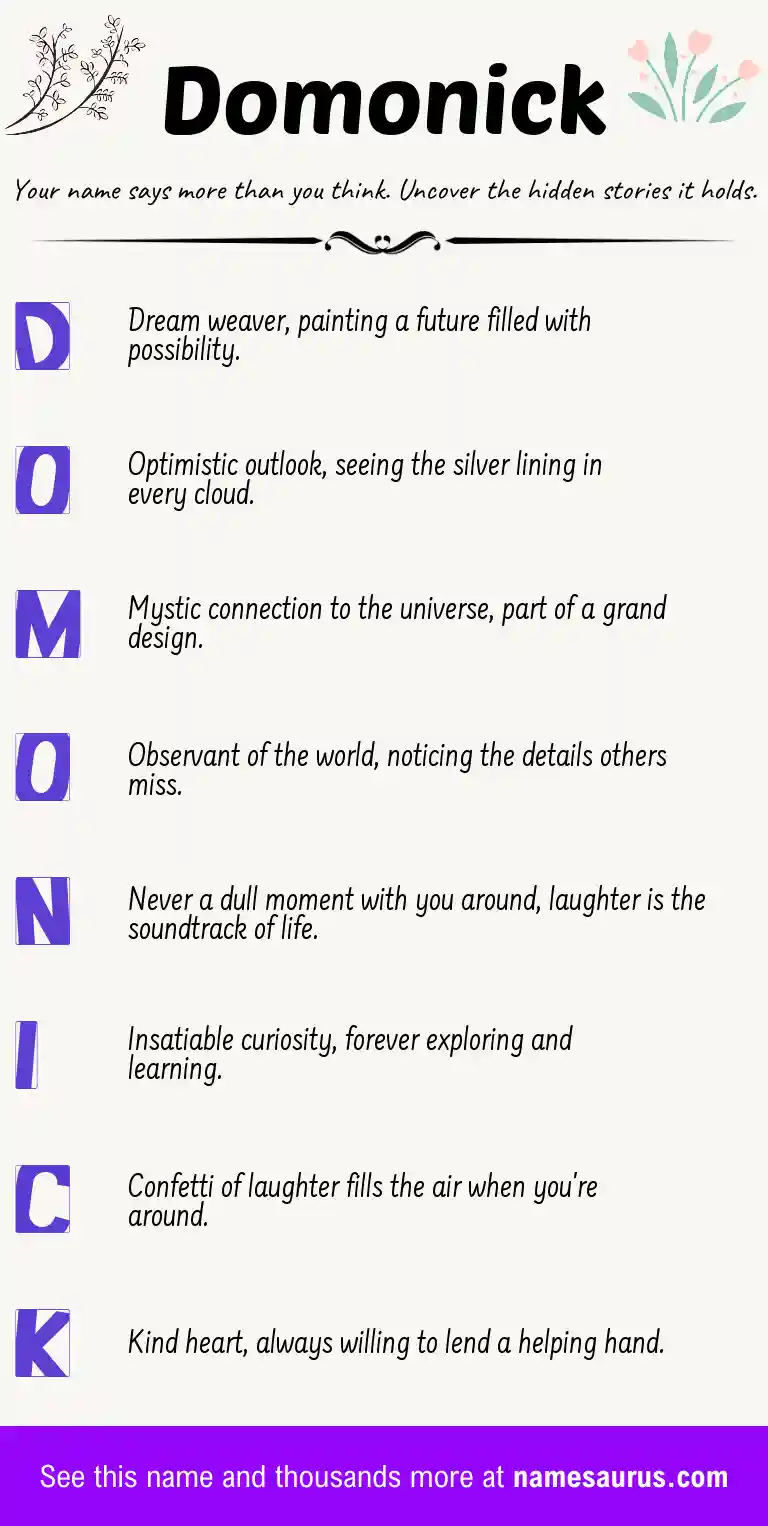 Acrostic poem about Domonick.