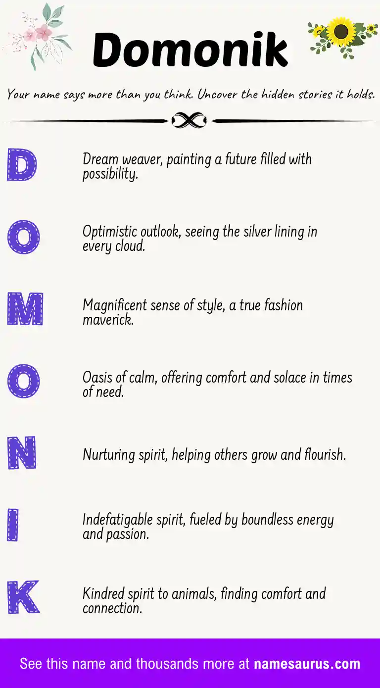 Acrostic poem about Domonik.