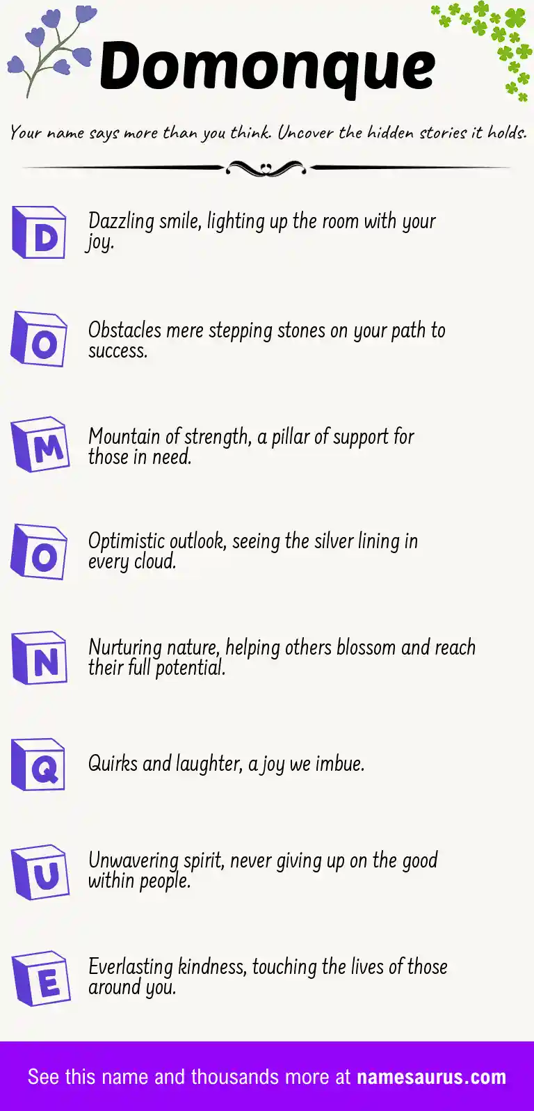 Acrostic poem about Domonque.