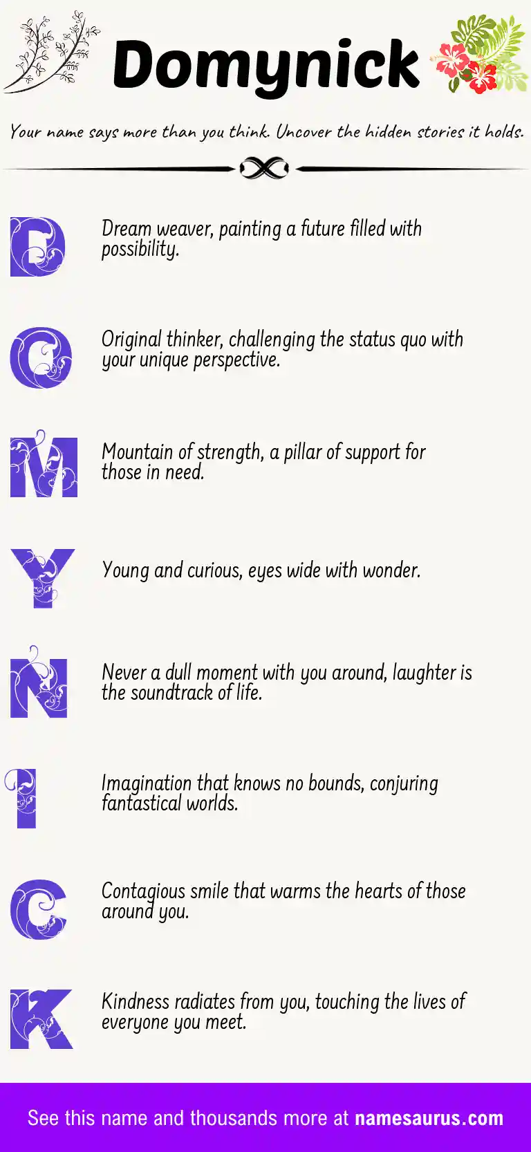 Acrostic poem about Domynick.