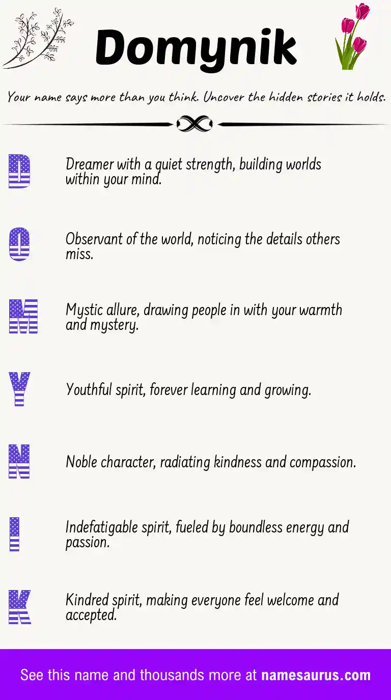 Acrostic poem about Domynik.