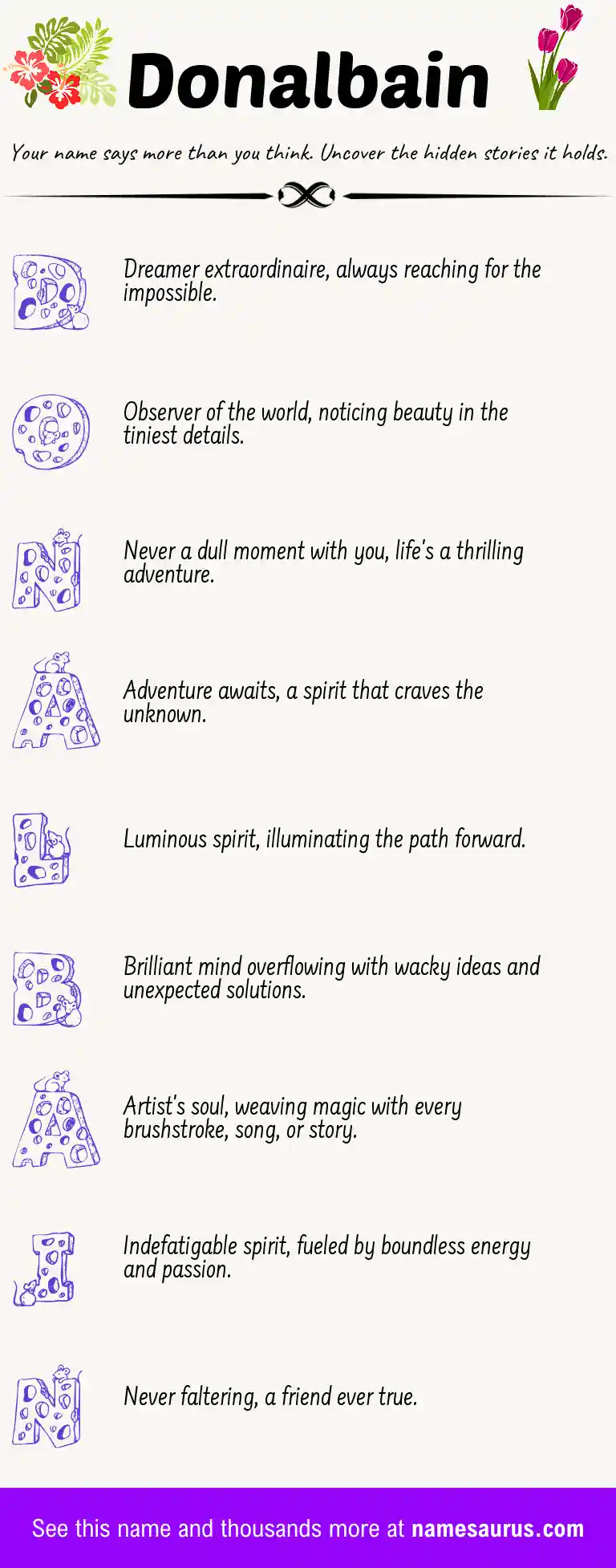 Acrostic poem about Donalbain.