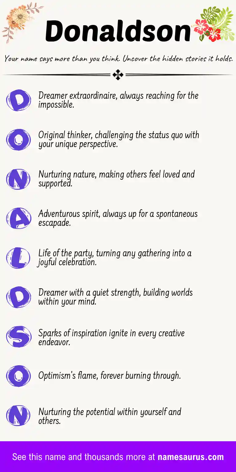 Acrostic poem about Donaldson.