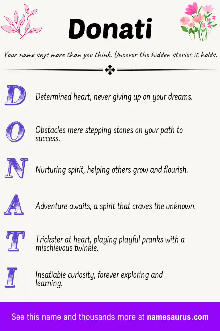 Acrostic poem about Donati.