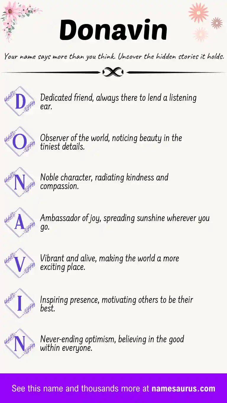 Acrostic poem about Donavin.