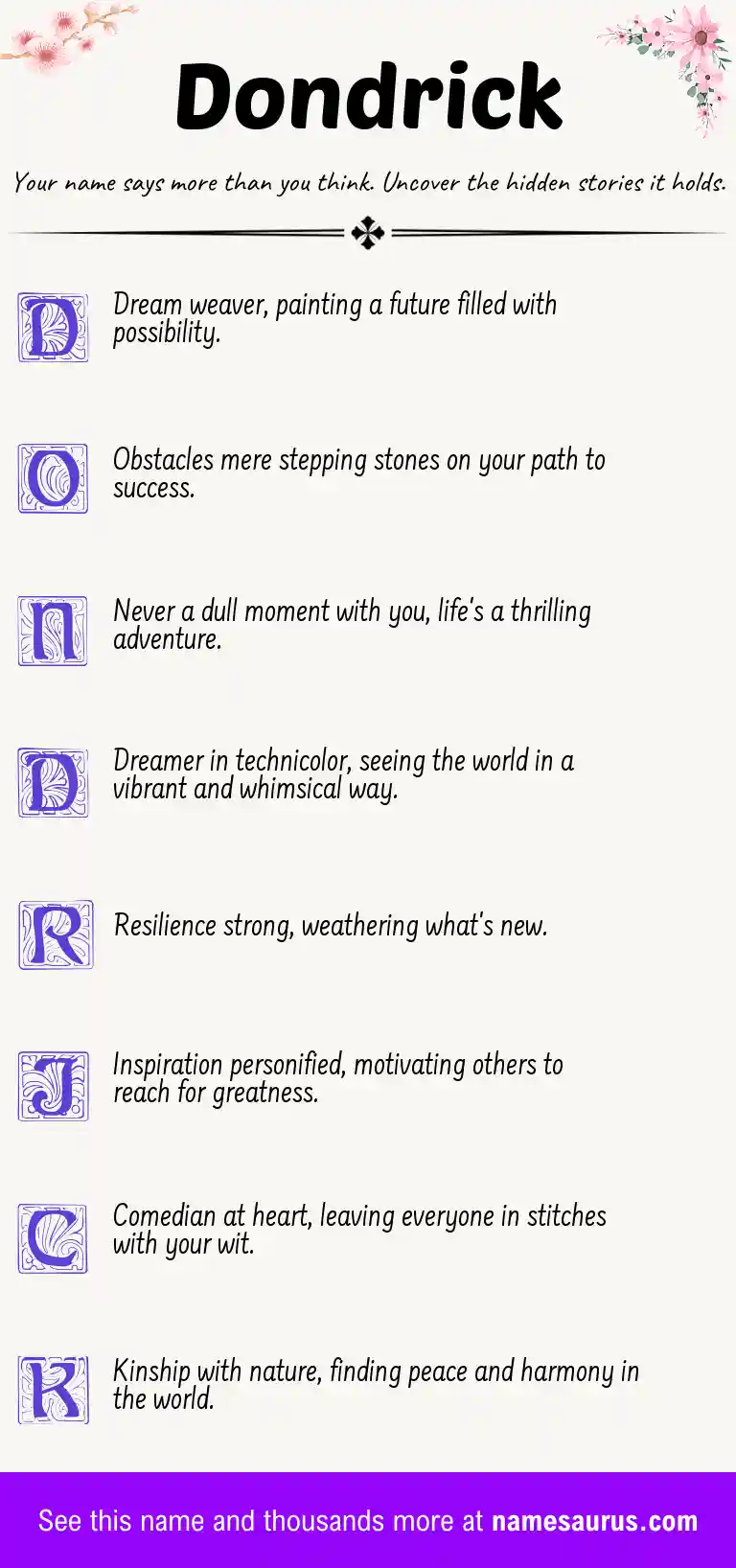 Acrostic poem about Dondrick.