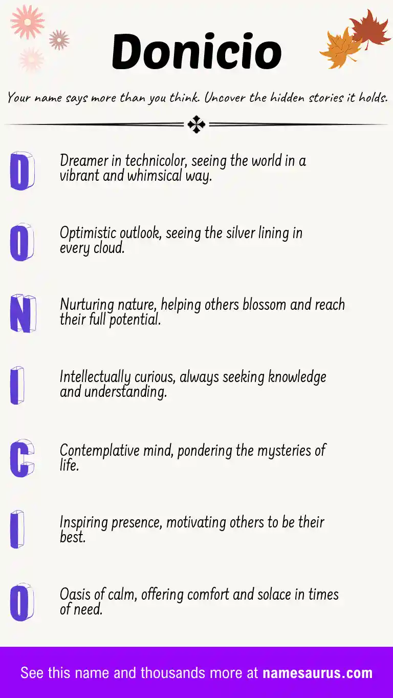 Acrostic poem about Donicio.