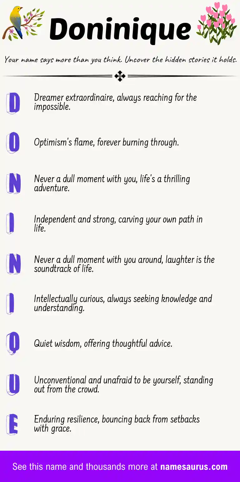 Acrostic poem about Doninique.