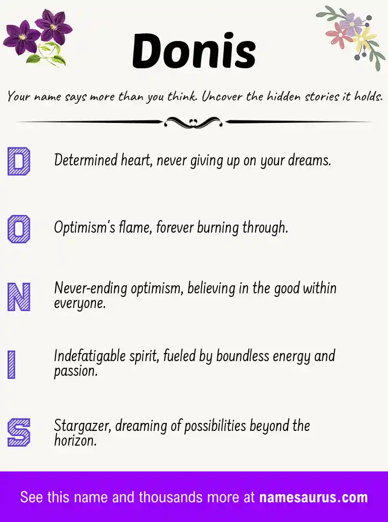 Acrostic poem about Donis.