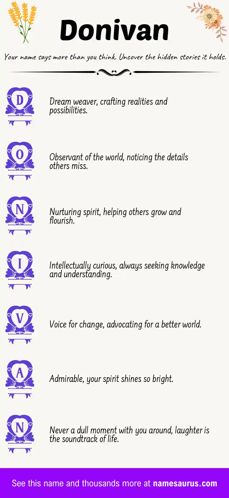Acrostic poem about Donivan.