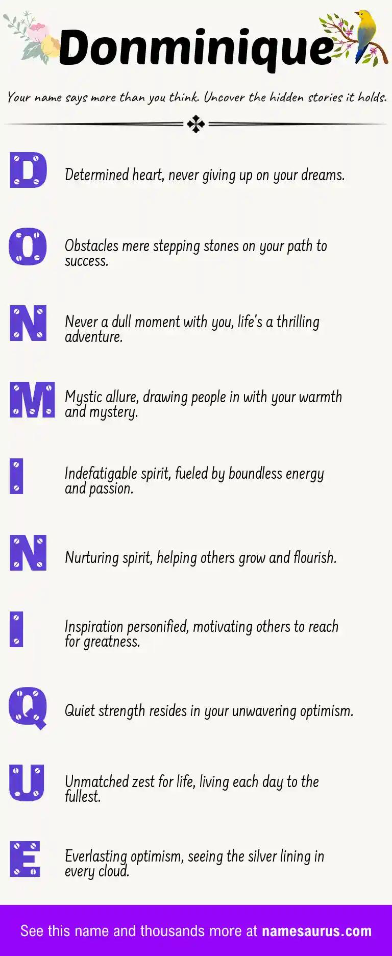 Acrostic poem about Donminique.