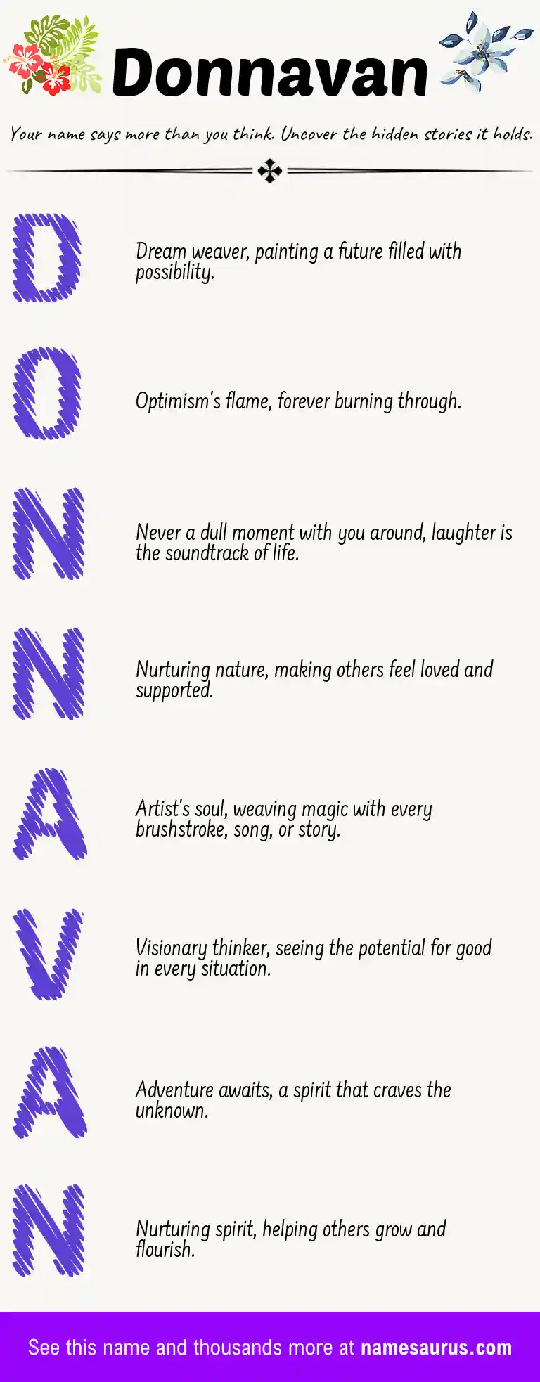 Acrostic poem about Donnavan.