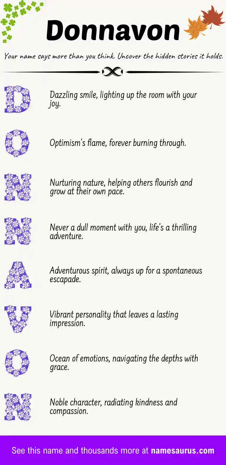 Acrostic poem about Donnavon.