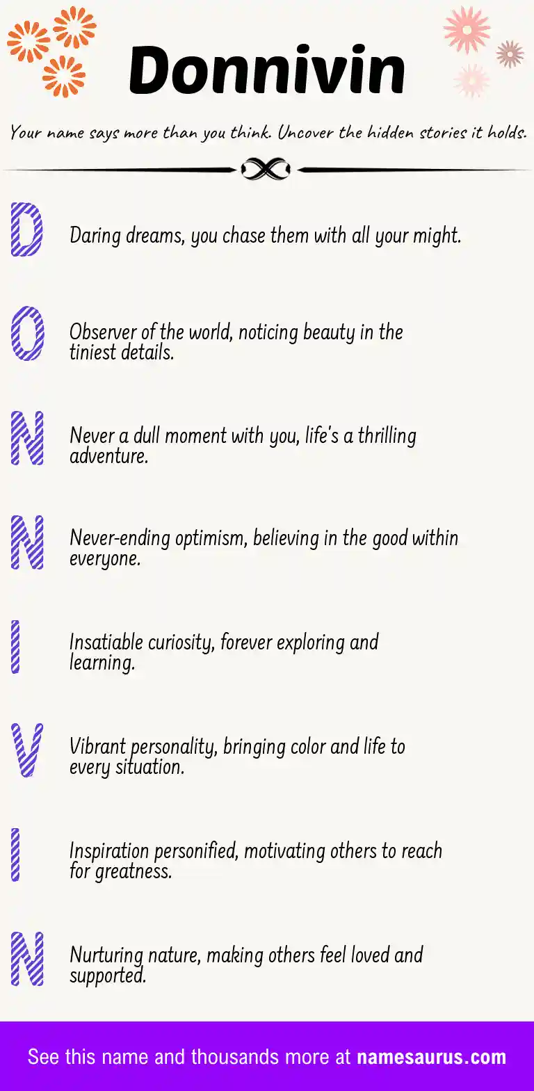 Acrostic poem about Donnivin.