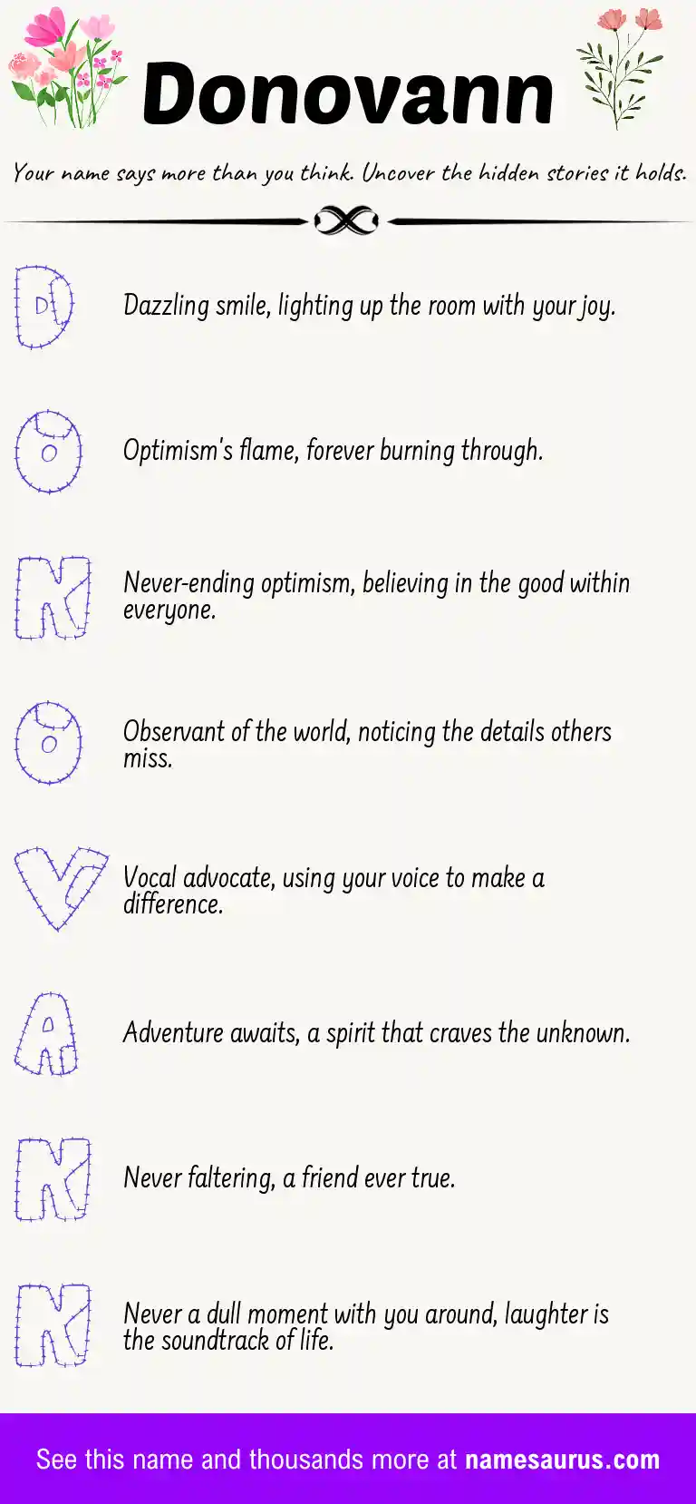Acrostic poem about Donovann.