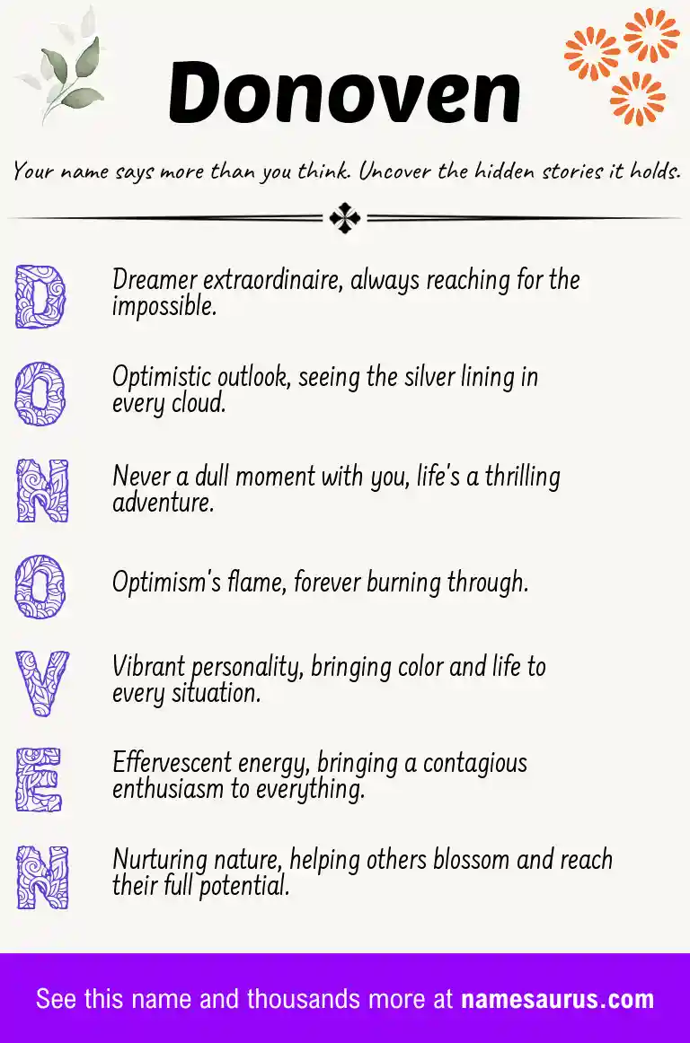 Acrostic poem about Donoven.