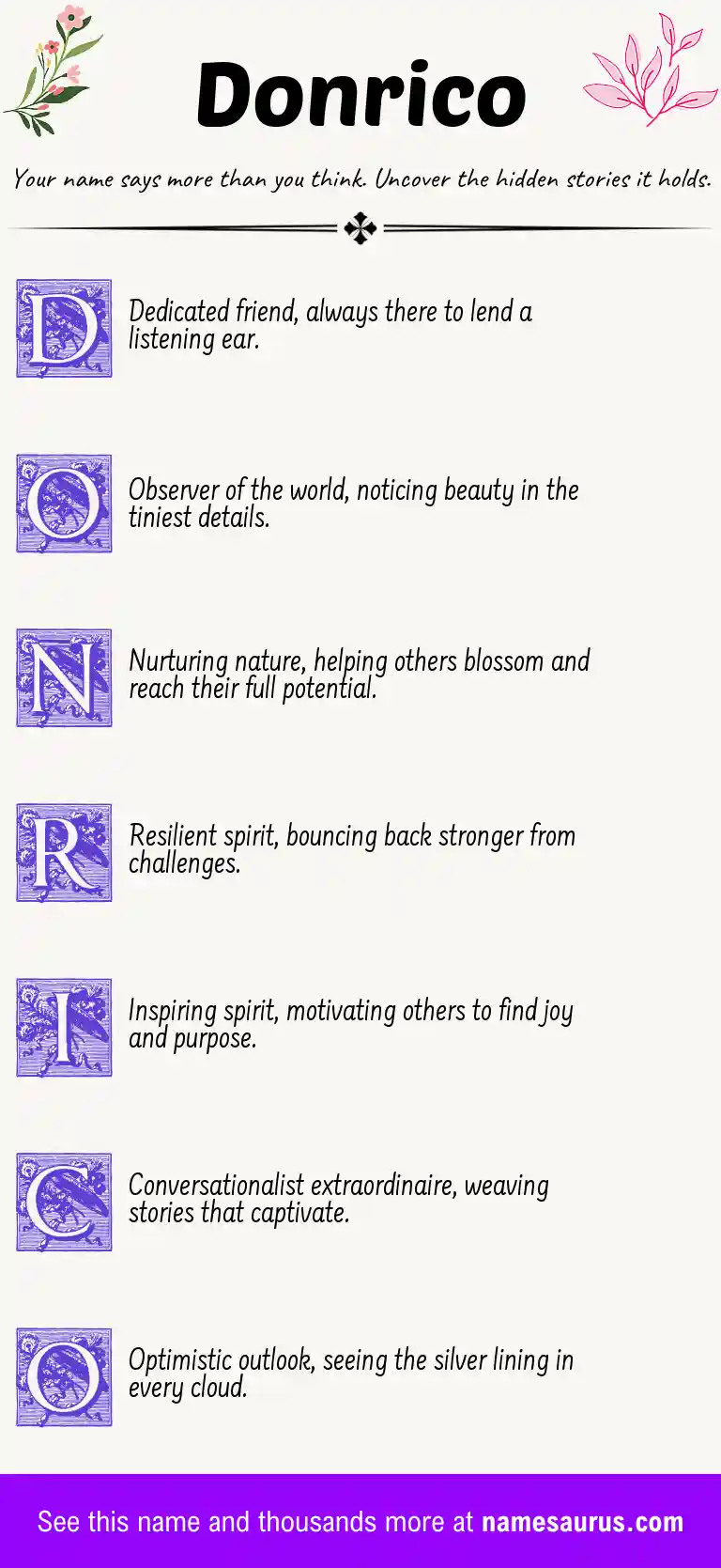 Acrostic poem about Donrico.