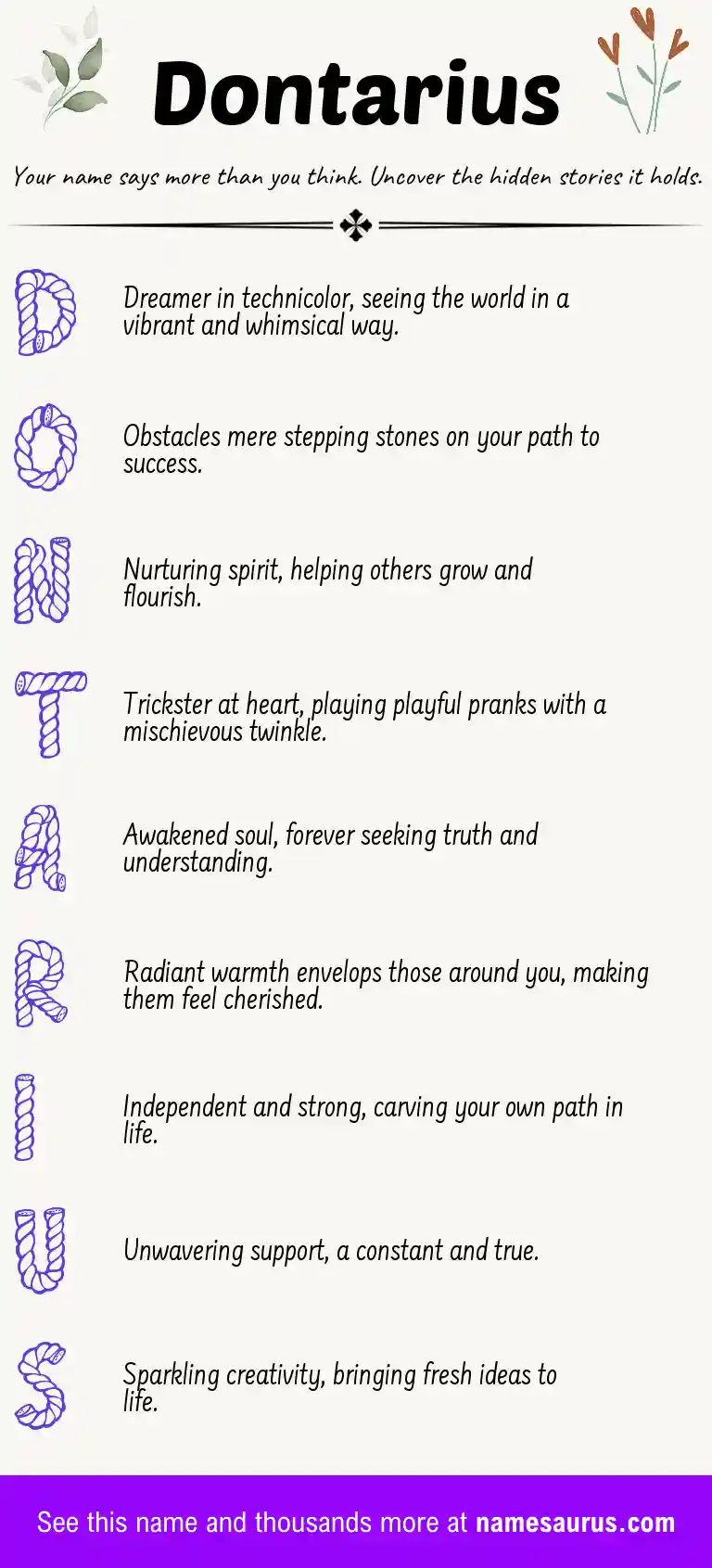 Acrostic poem about Dontarius.