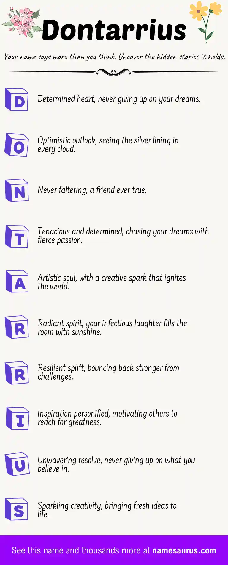 Acrostic poem about Dontarrius.