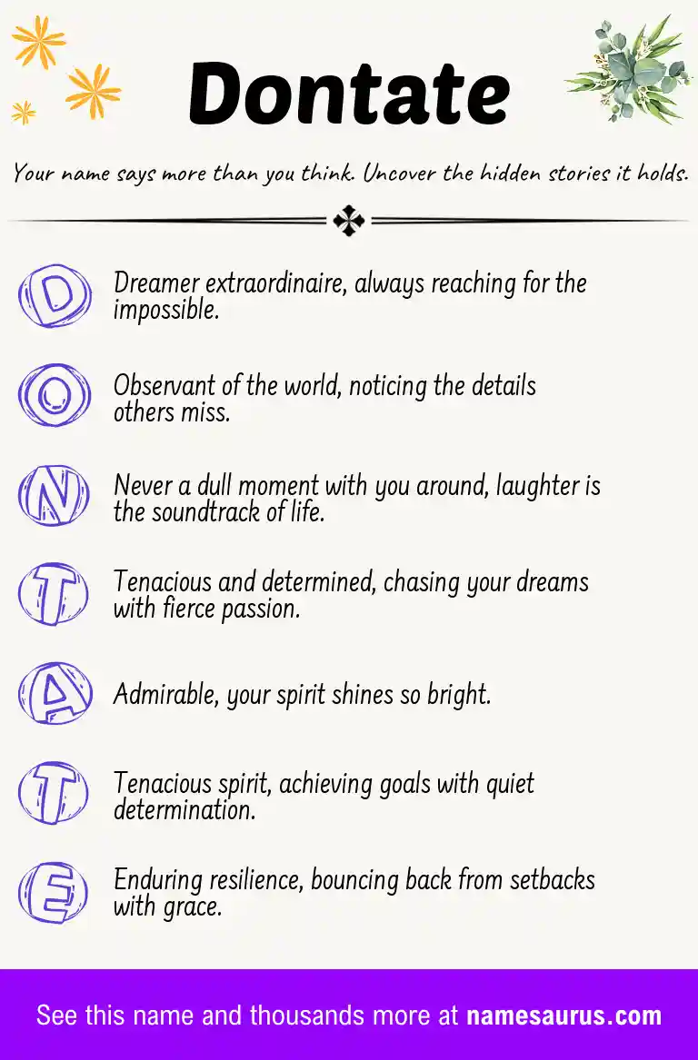 Acrostic poem about Dontate.