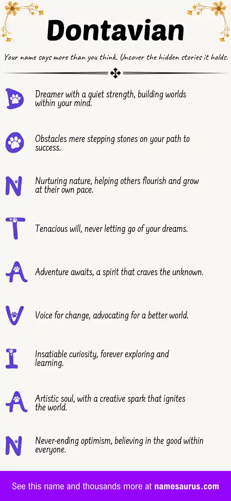 Acrostic poem about Dontavian.