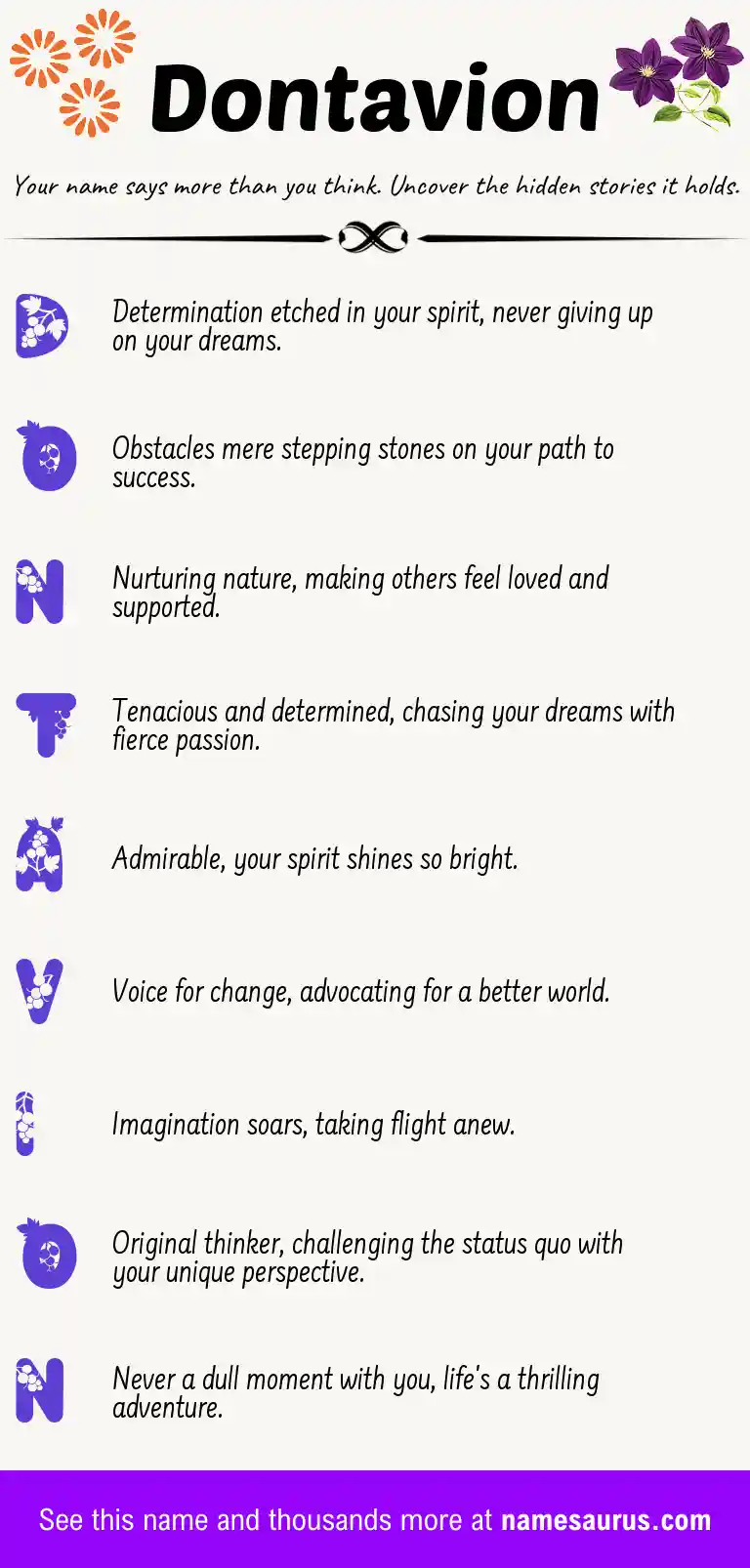 Acrostic poem about Dontavion.