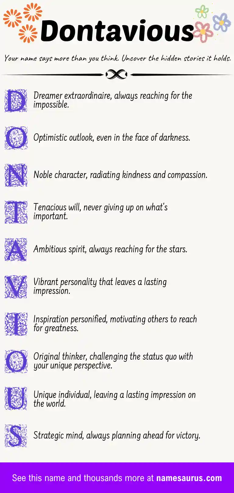 Acrostic poem about Dontavious.